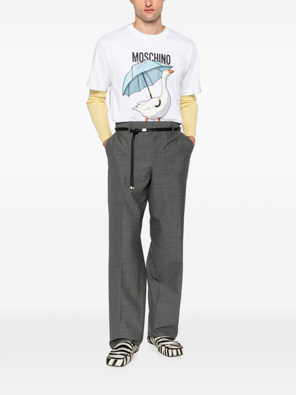 Moschino Relaxed Fit Short-Sleeve T-shirt with Graphic Goose Print Wit