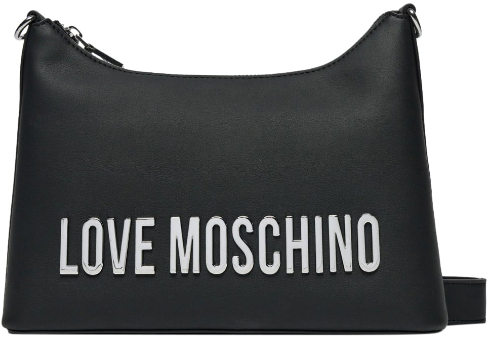 Moschino Logo Plaque Shoulder Bag Zwart