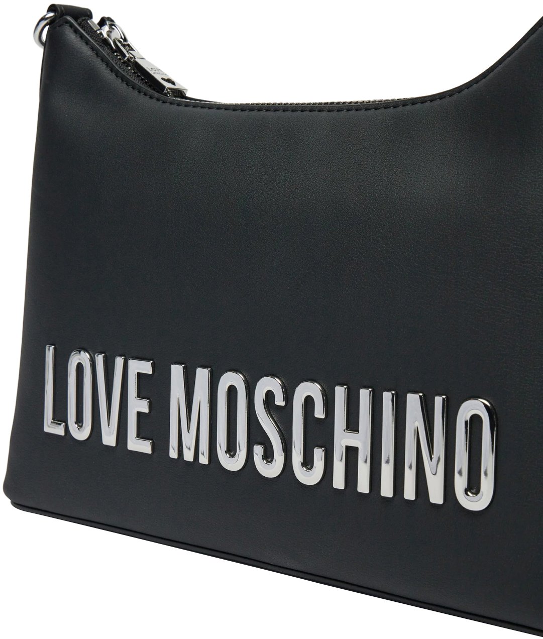 Moschino Logo Plaque Shoulder Bag Zwart