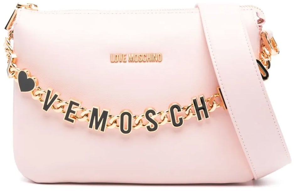 Moschino Chain Link Logo Shoulder Bag Roze