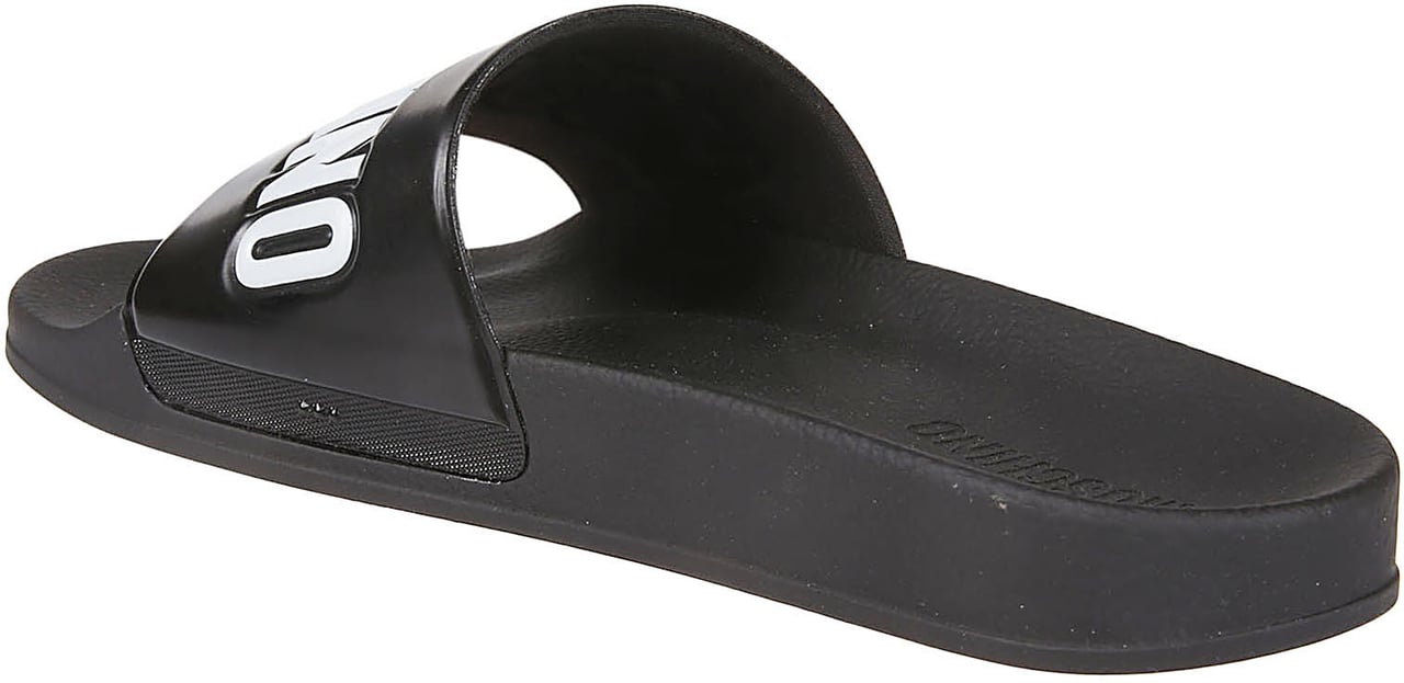 Moschino Logo Print Pool25 Slides Black Zwart