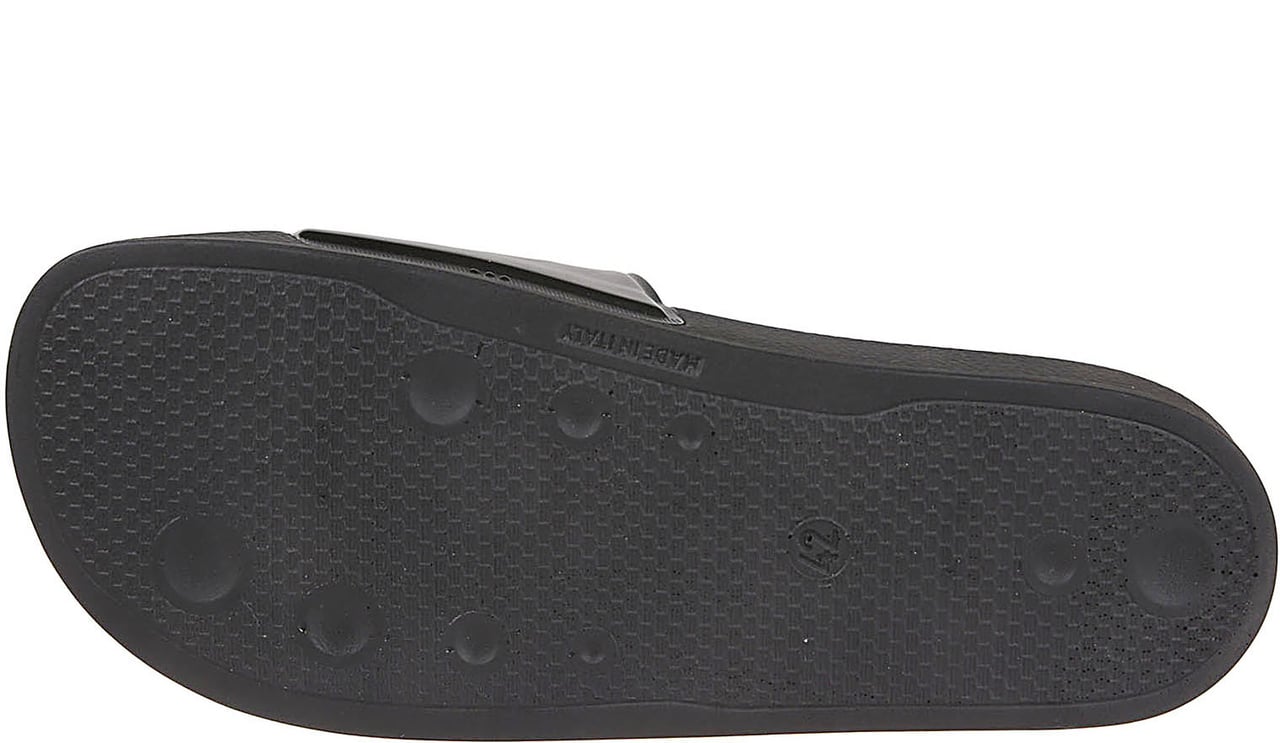 Moschino Logo Print Pool25 Slides Black Zwart