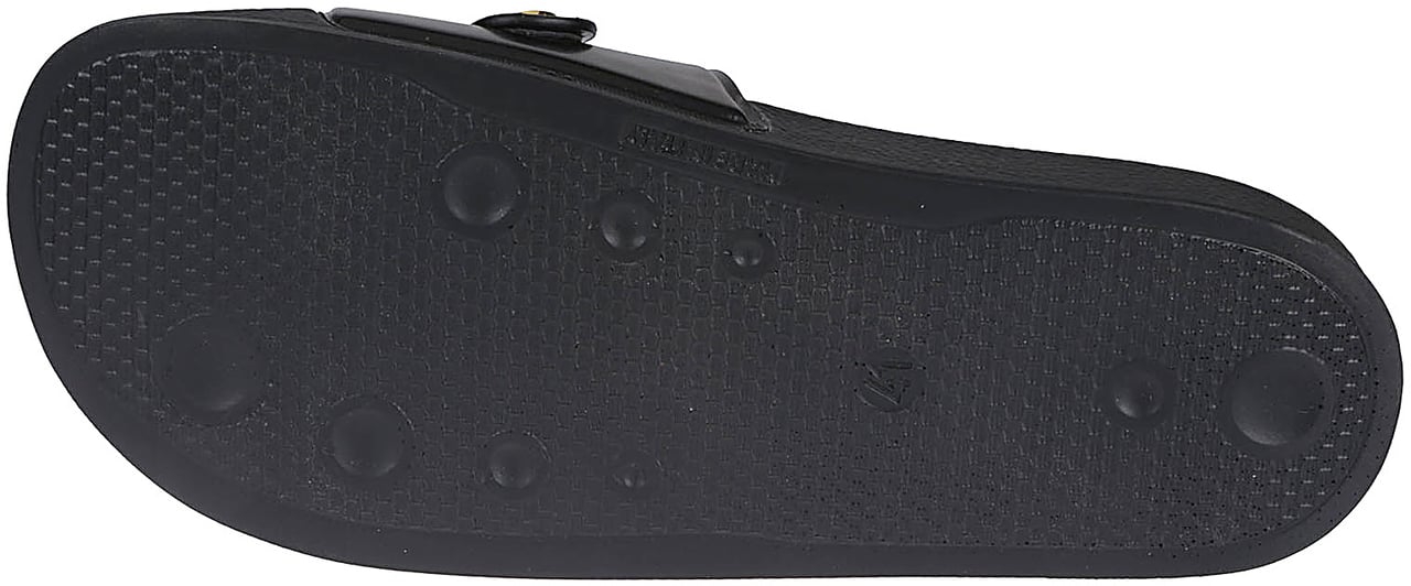 Moschino Logo Print Pool25 Slides Black Zwart