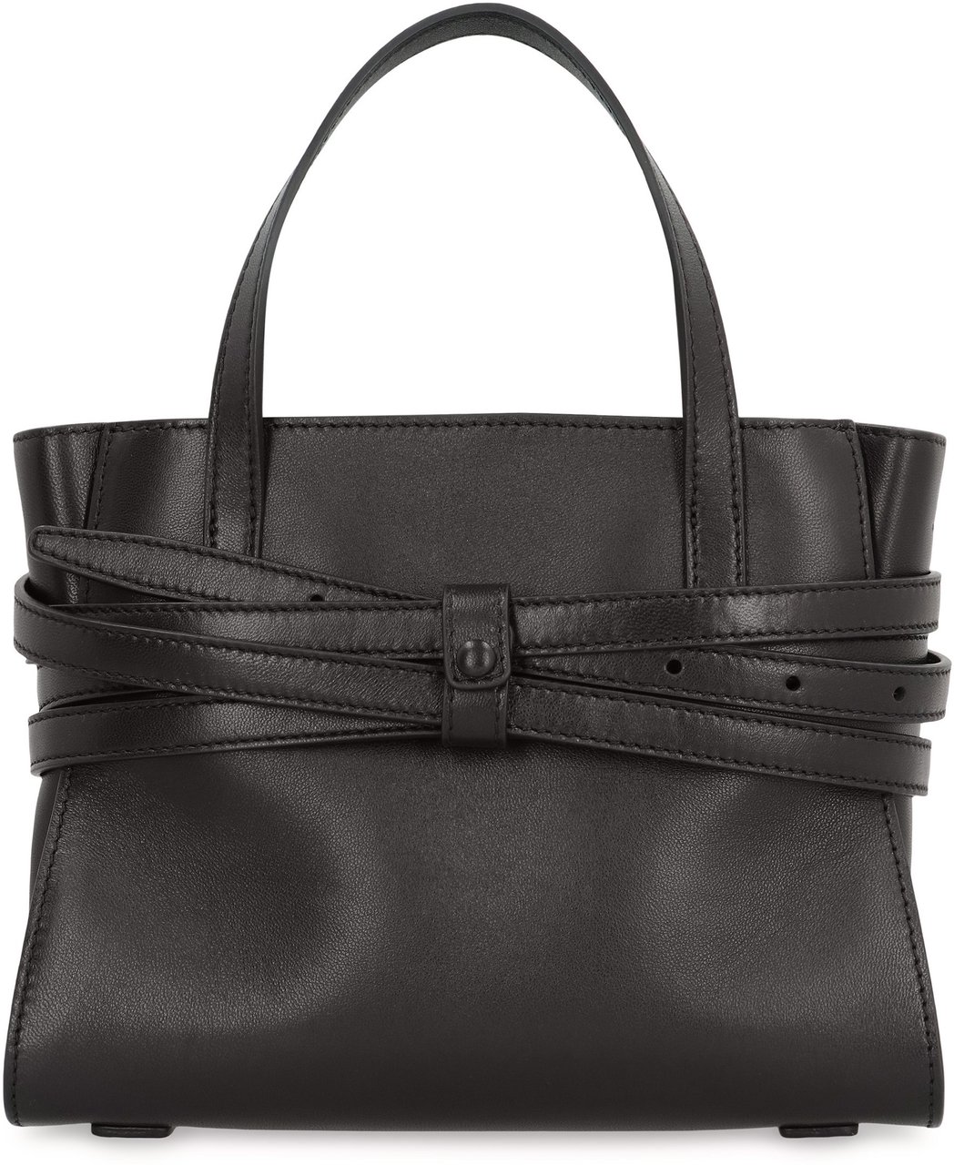 Moschino Tie Me Small leather handbag Zwart