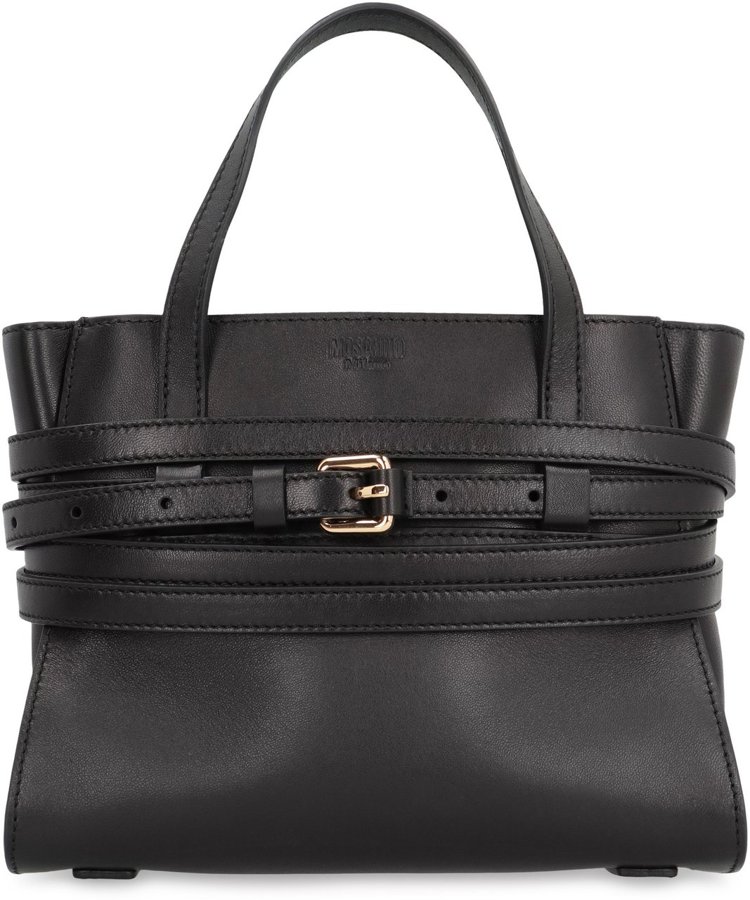 Moschino Tie Me Small leather handbag Zwart
