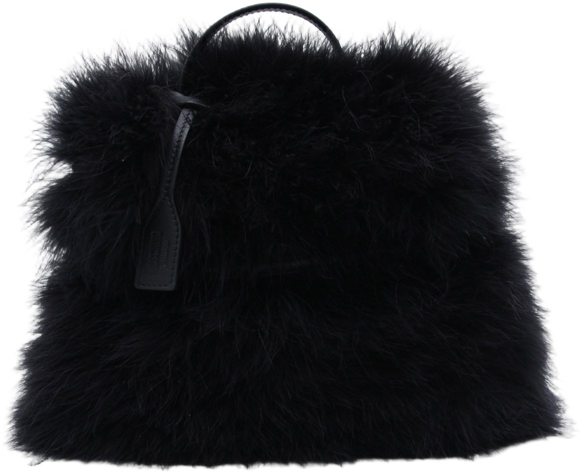 Moschino Plush Black Handbag with Rounded Handle Zwart