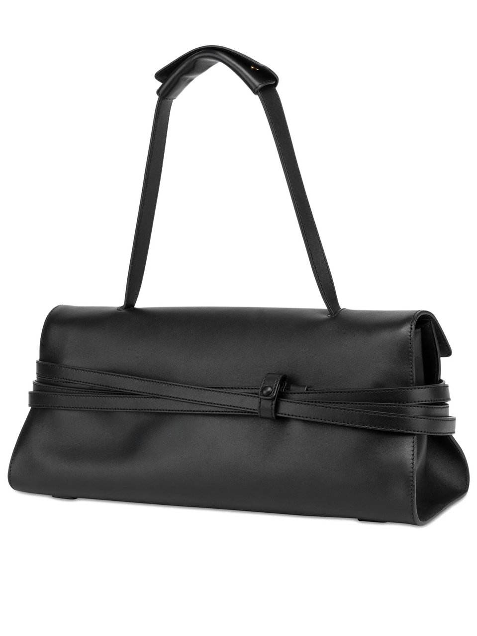 Moschino Black Structured Nappa Leather Handbag With Belt Zwart