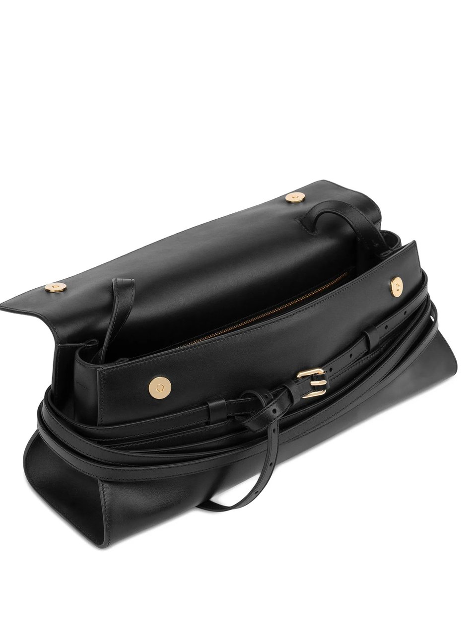 Moschino Black Structured Nappa Leather Handbag With Belt Zwart