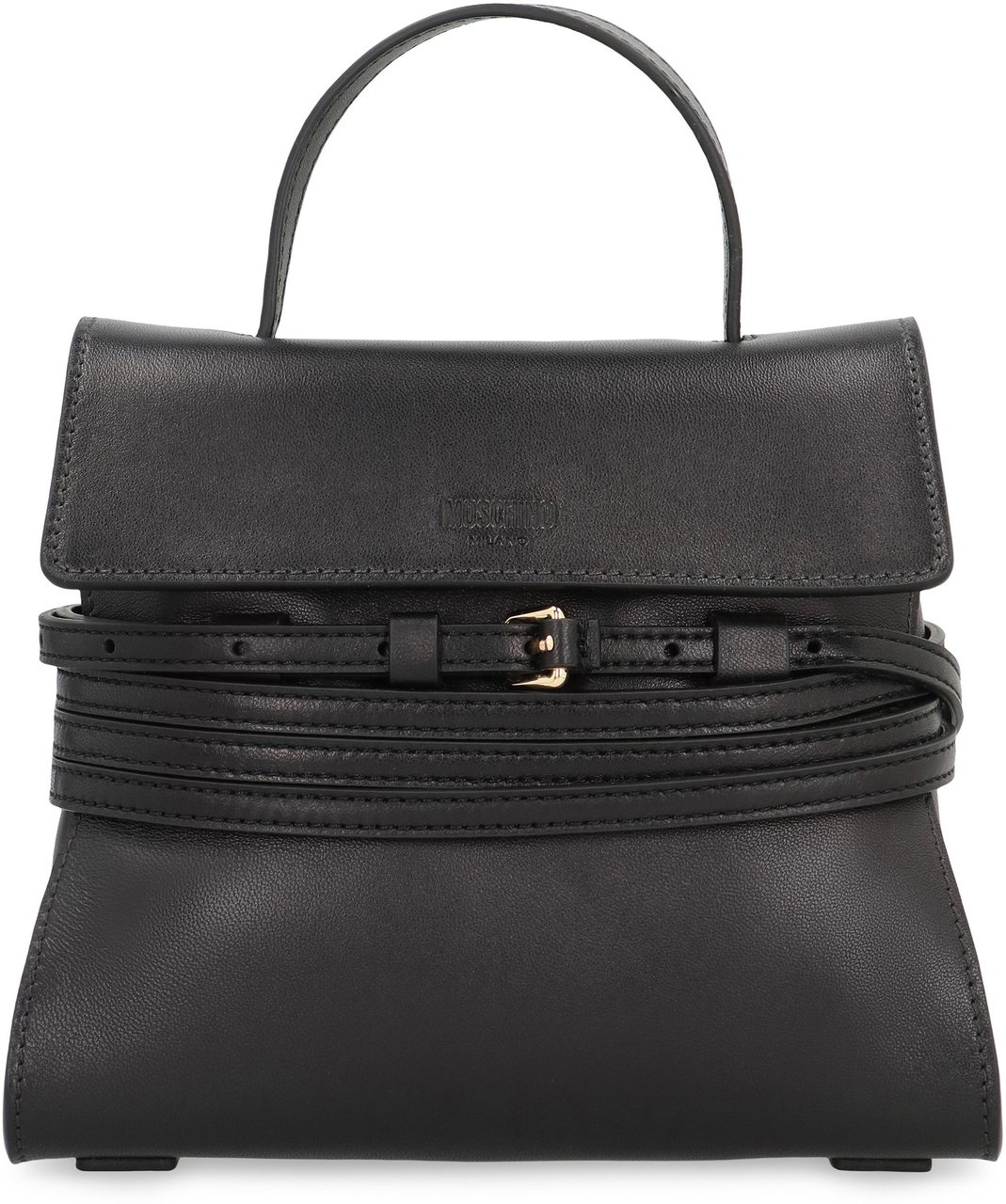 Moschino Moschino Tie Me Small leather handbag Zwart