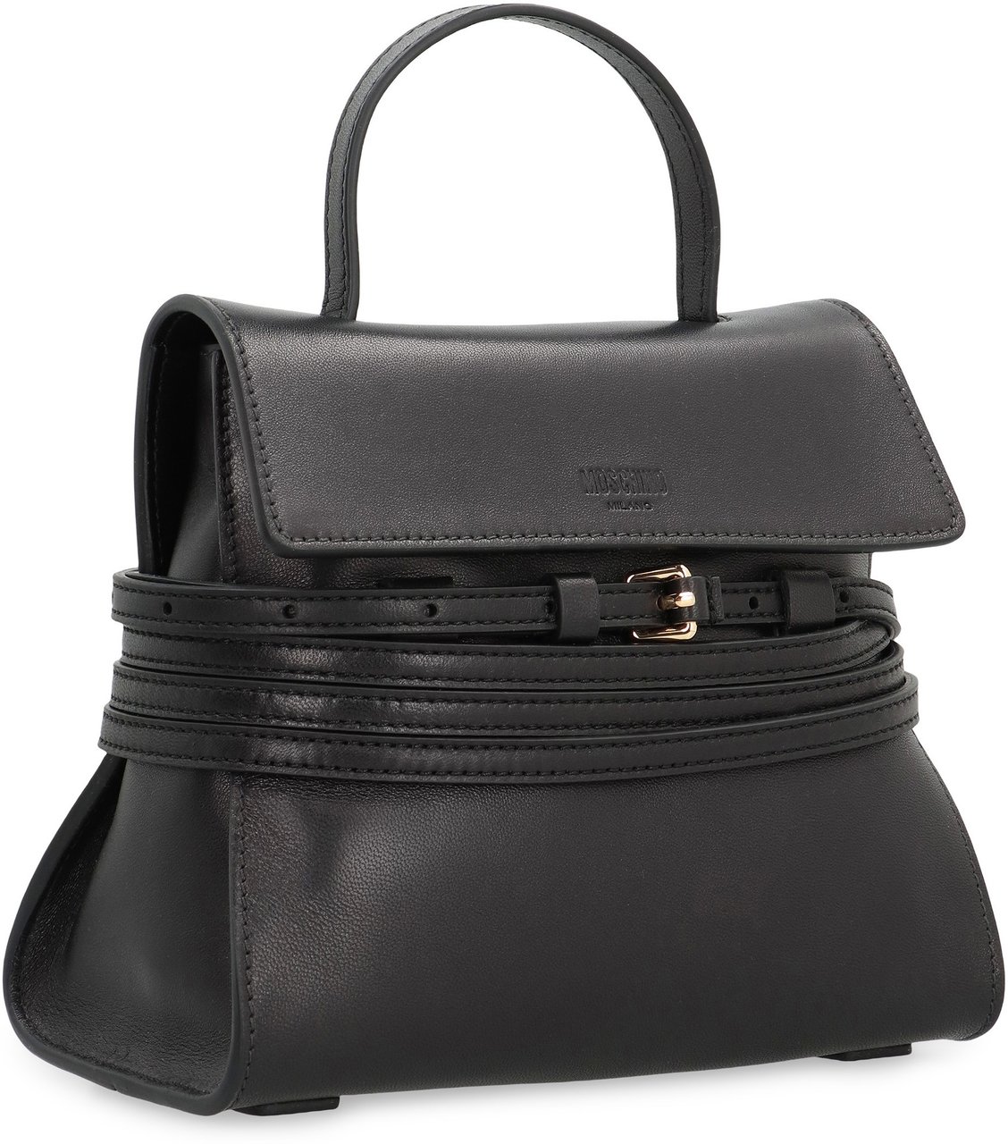 Moschino Moschino Tie Me Small leather handbag Zwart