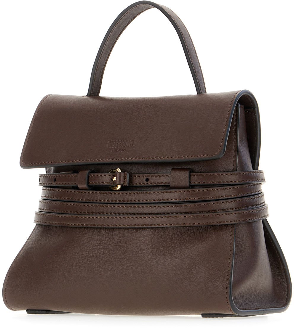 Moschino Moschino Chocolate nappa leather small Tie Me handbag Bruin