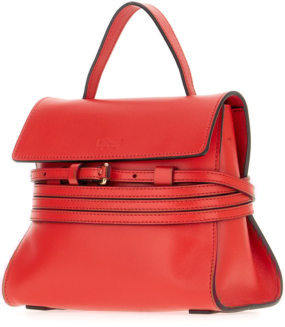 Moschino Moschino Red nappa leather small Tie Me handbag Rood