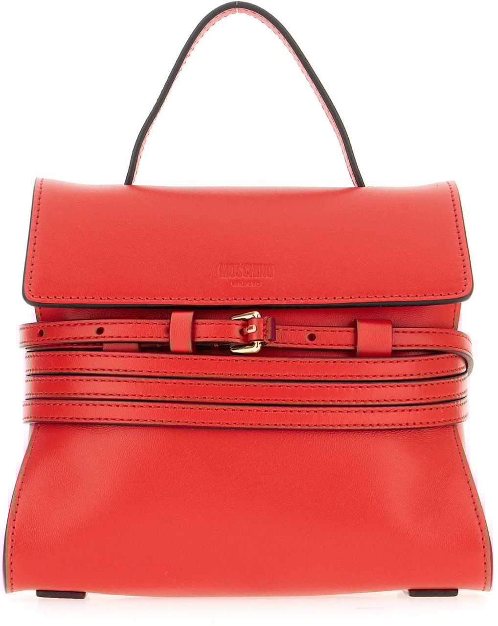Moschino Moschino Red nappa leather small Tie Me handbag Rood