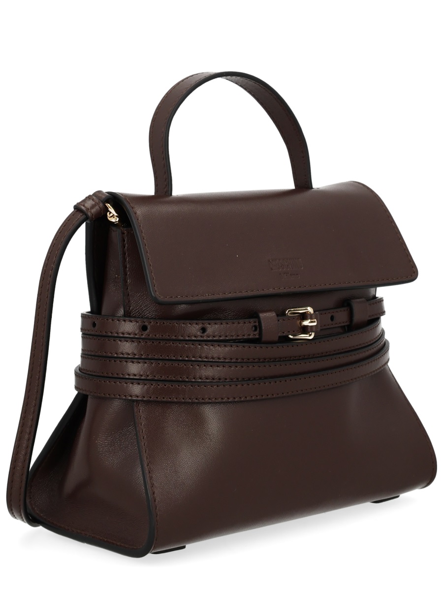Moschino Tie Me Small Calfskin Handbag Zwart