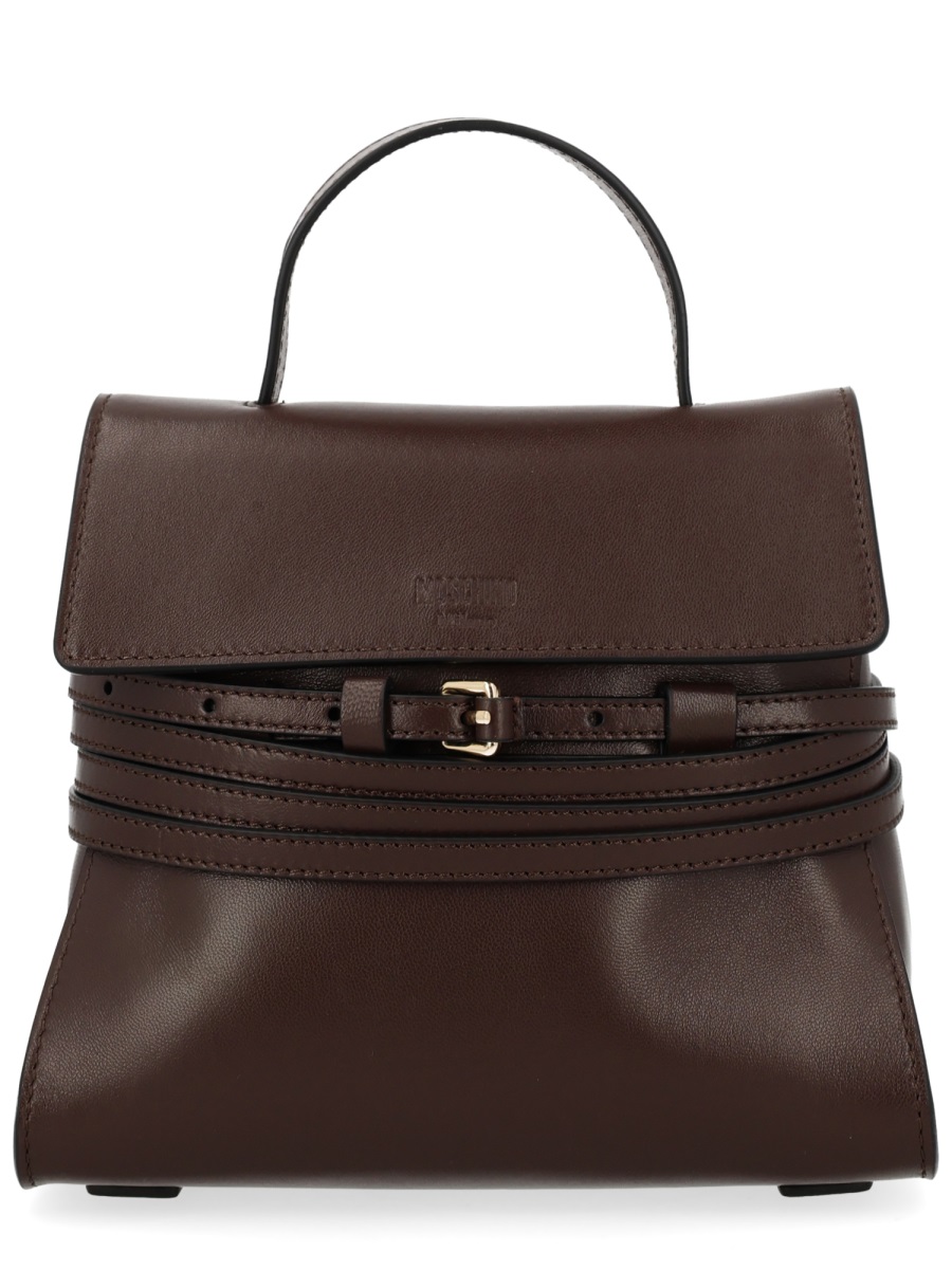 Moschino Tie Me Small Calfskin Handbag Zwart