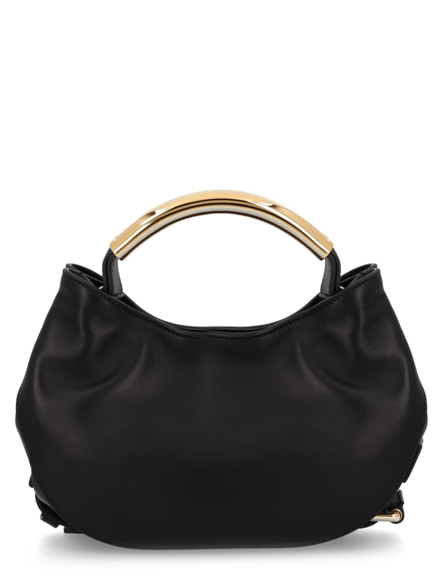 Moschino Black Handle Me Leather Curved Handbag Zwart