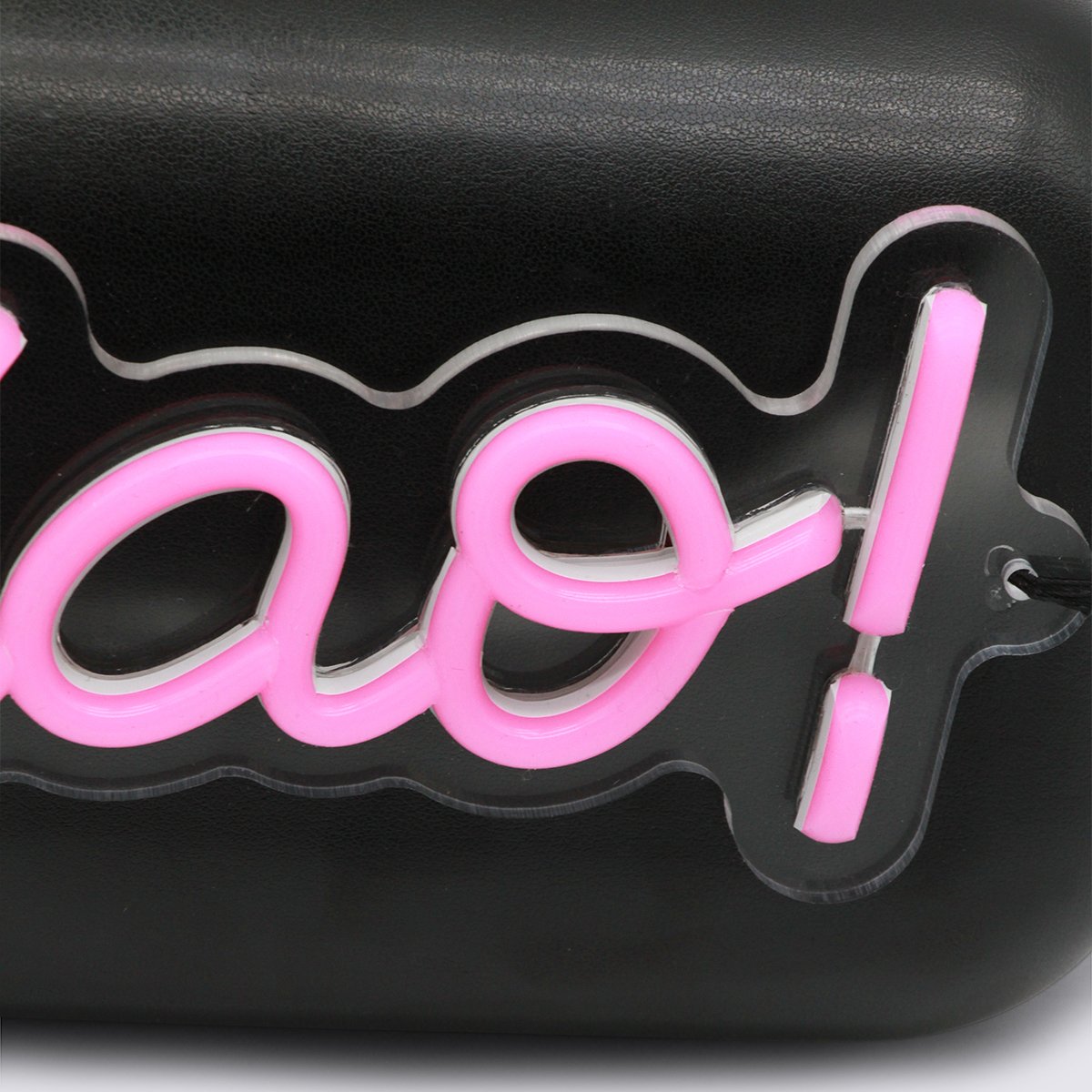 Moschino Rectangular Black Bag With Neon Pink Accent Zwart