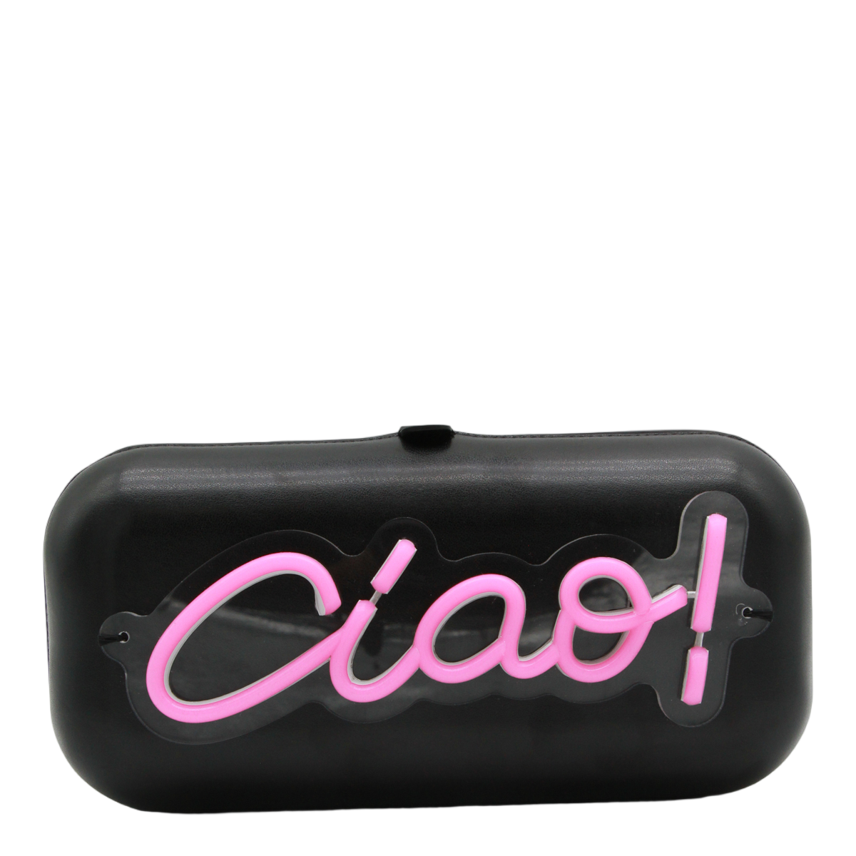 Moschino Rectangular Black Bag With Neon Pink Accent Zwart
