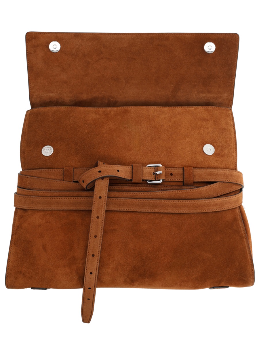 Moschino Suede Tie Me Leather Buckle Handbag Rood