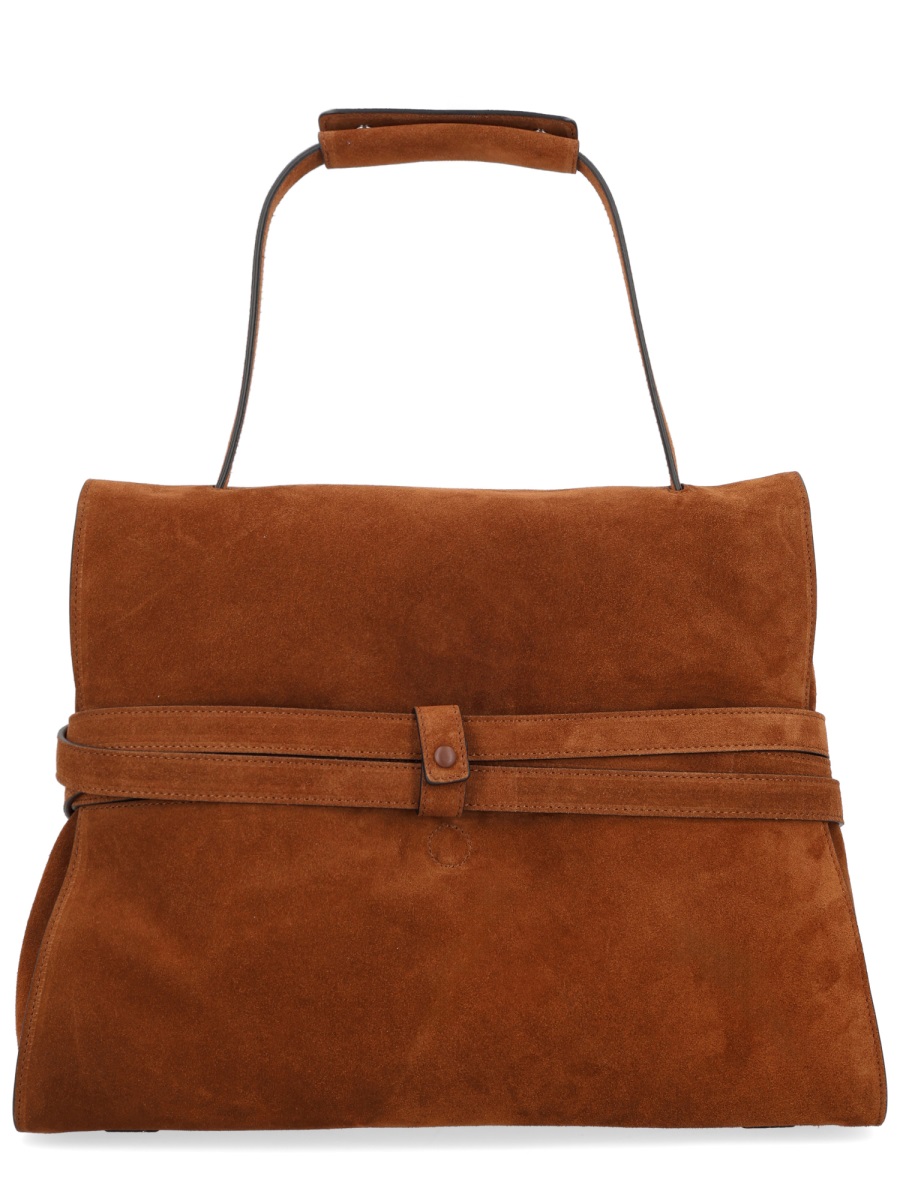 Moschino Suede Tie Me Leather Buckle Handbag Rood