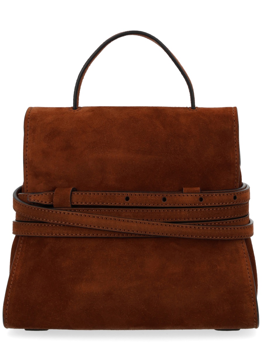 Moschino Tie Me Small Suede Handbag Zwart