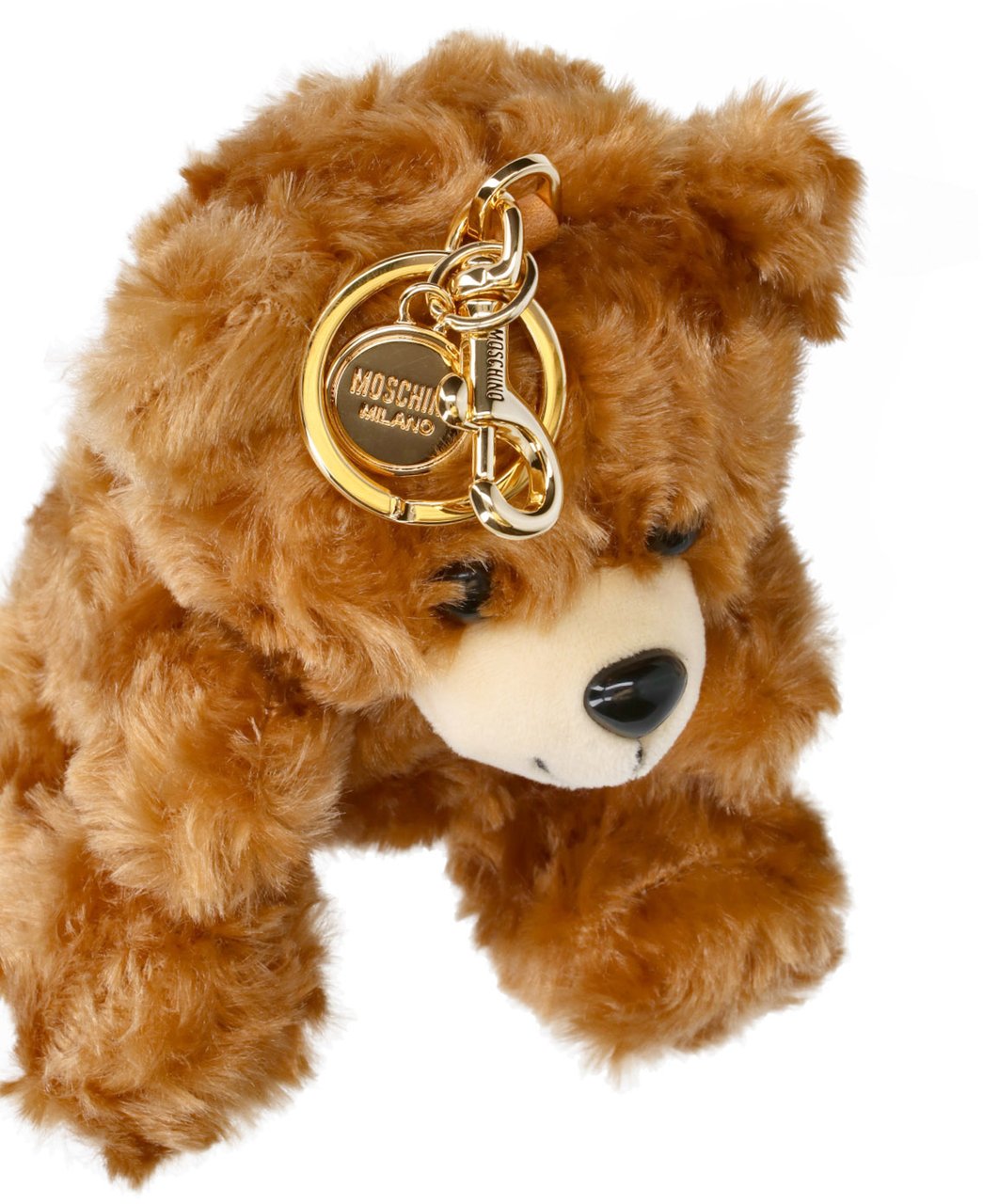 Moschino Brown Teddy Bear Fabric Keyring Charm Bruin