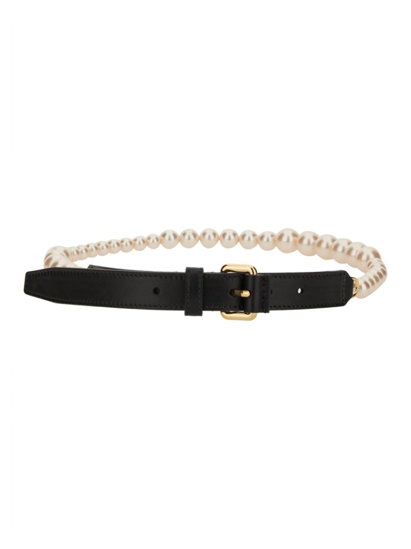 Moschino Belt With Pearl Adornments Zwart