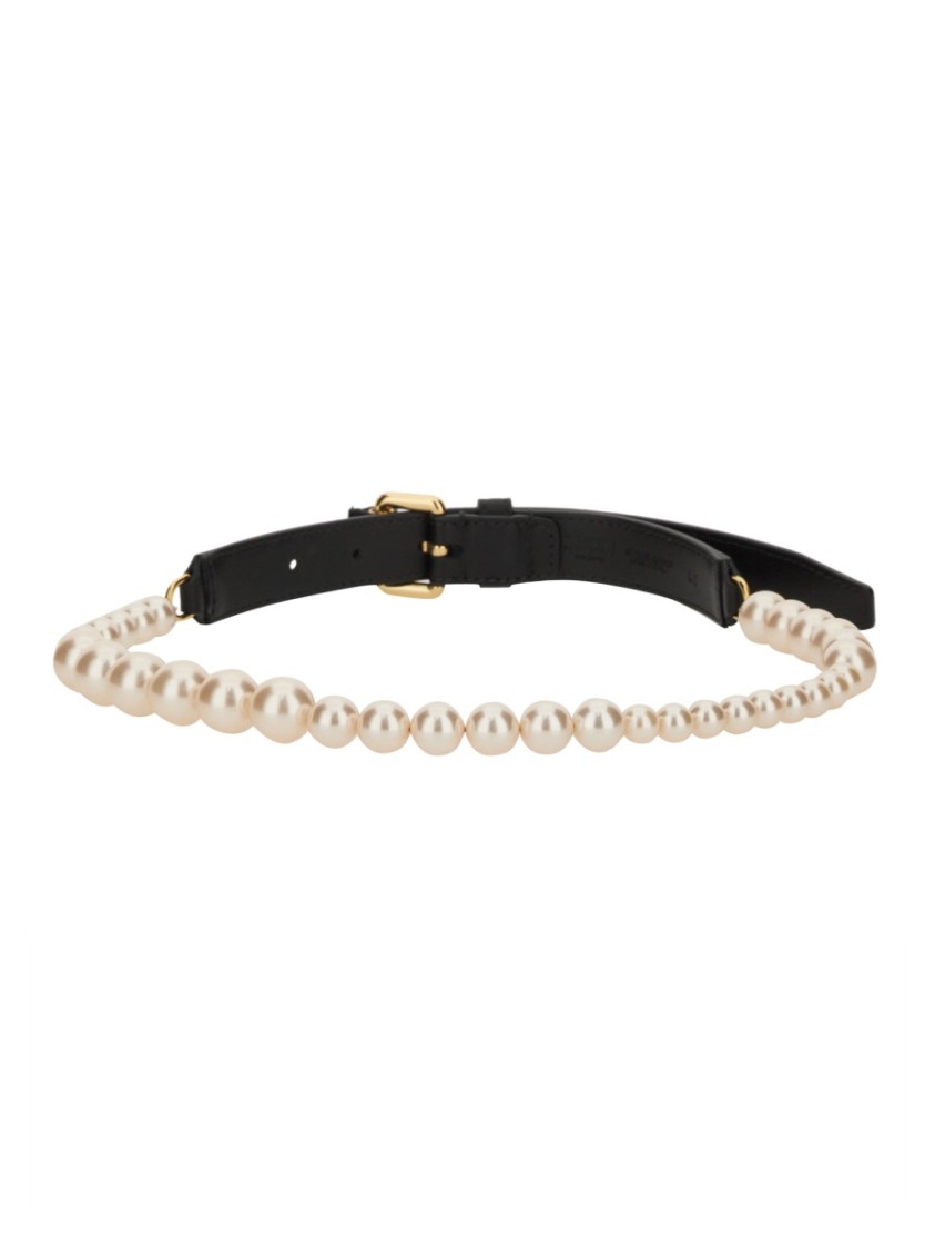 Moschino Belt With Pearl Adornments Zwart