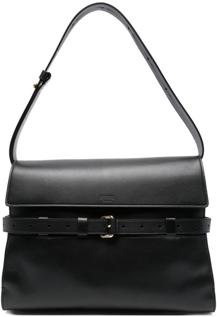 Moschino Rectangular Shoulder Bag With Structured Flap Zwart