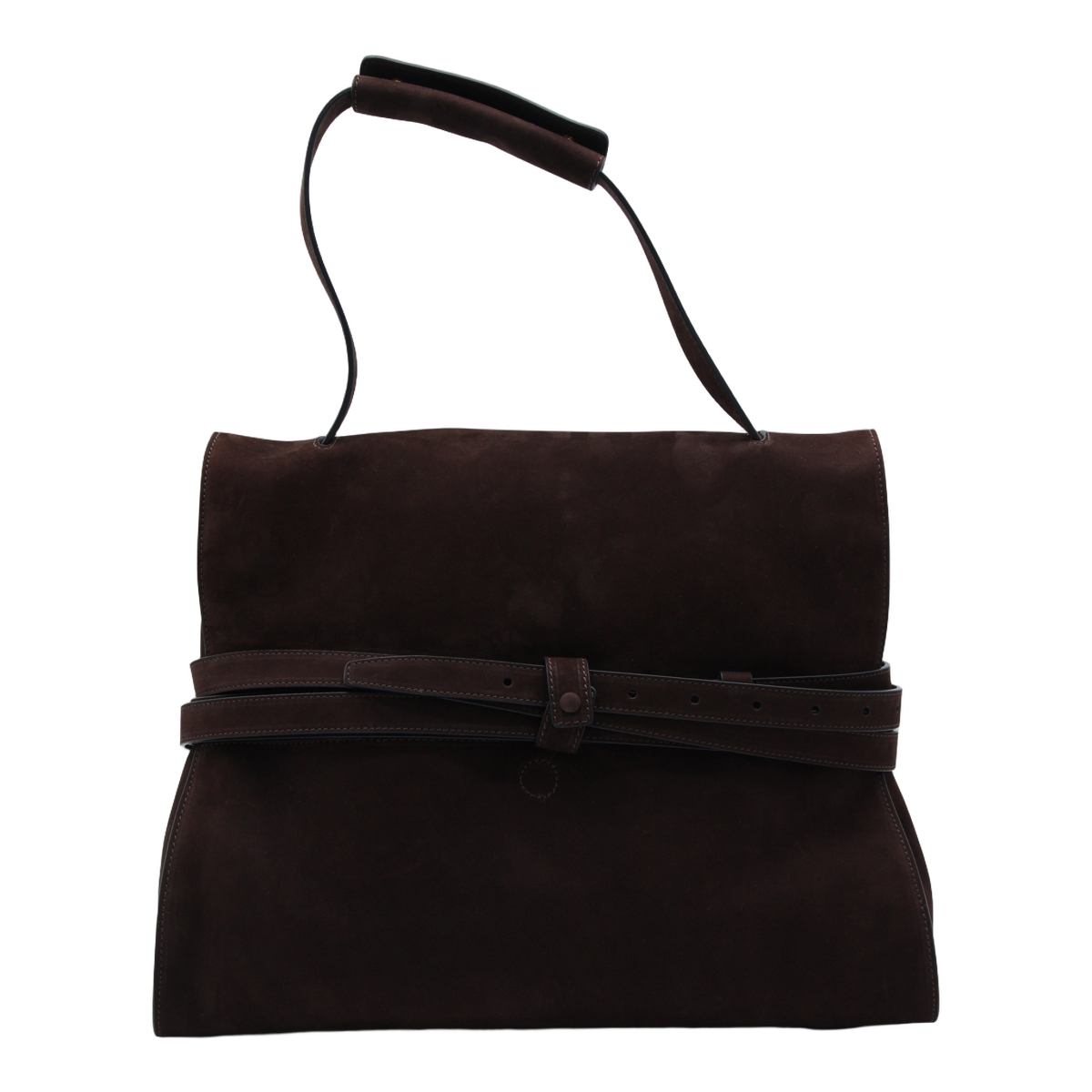 Moschino Structured Rectangular Suede Bag Bruin