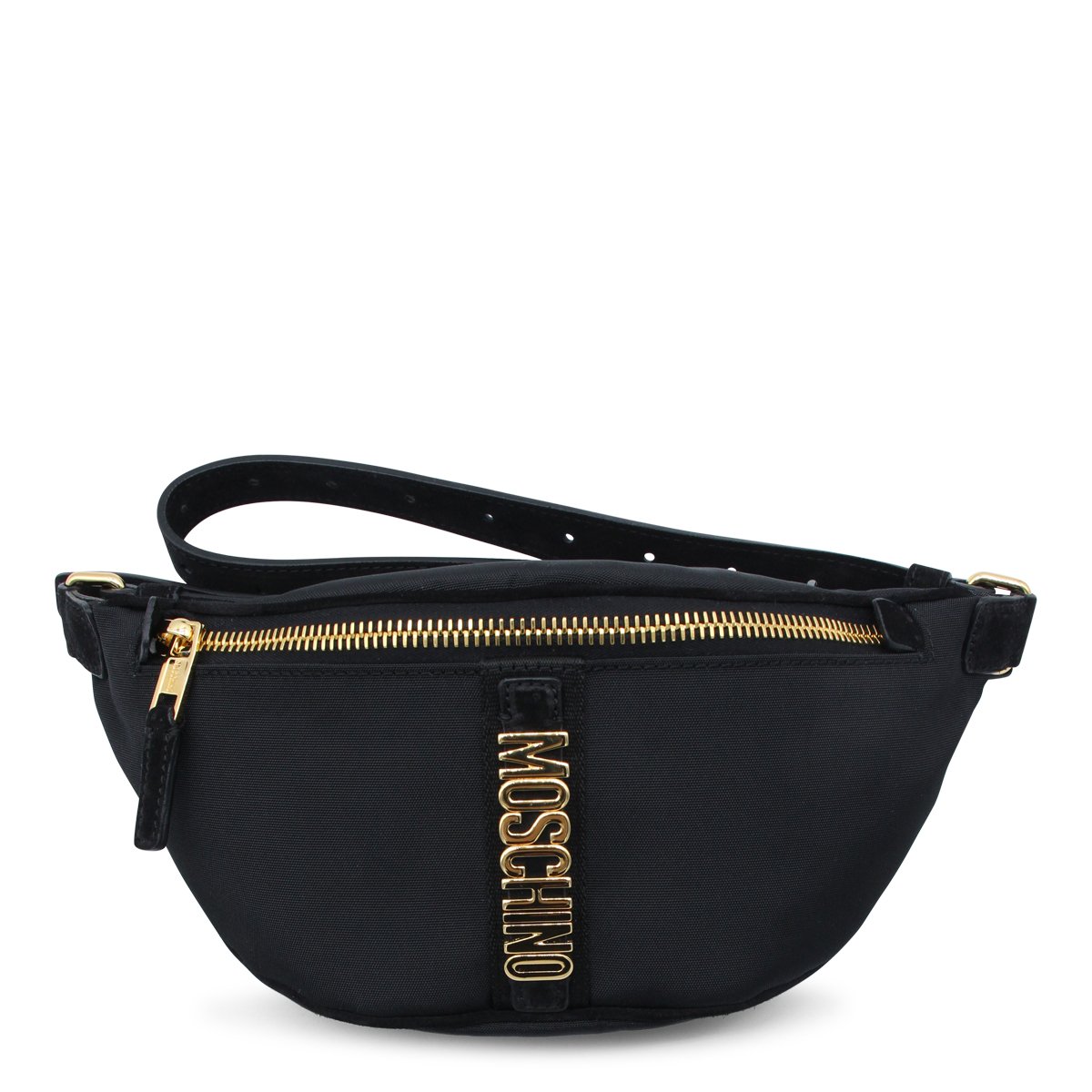 Moschino Black Belt Bag with Gold Hardware Zwart