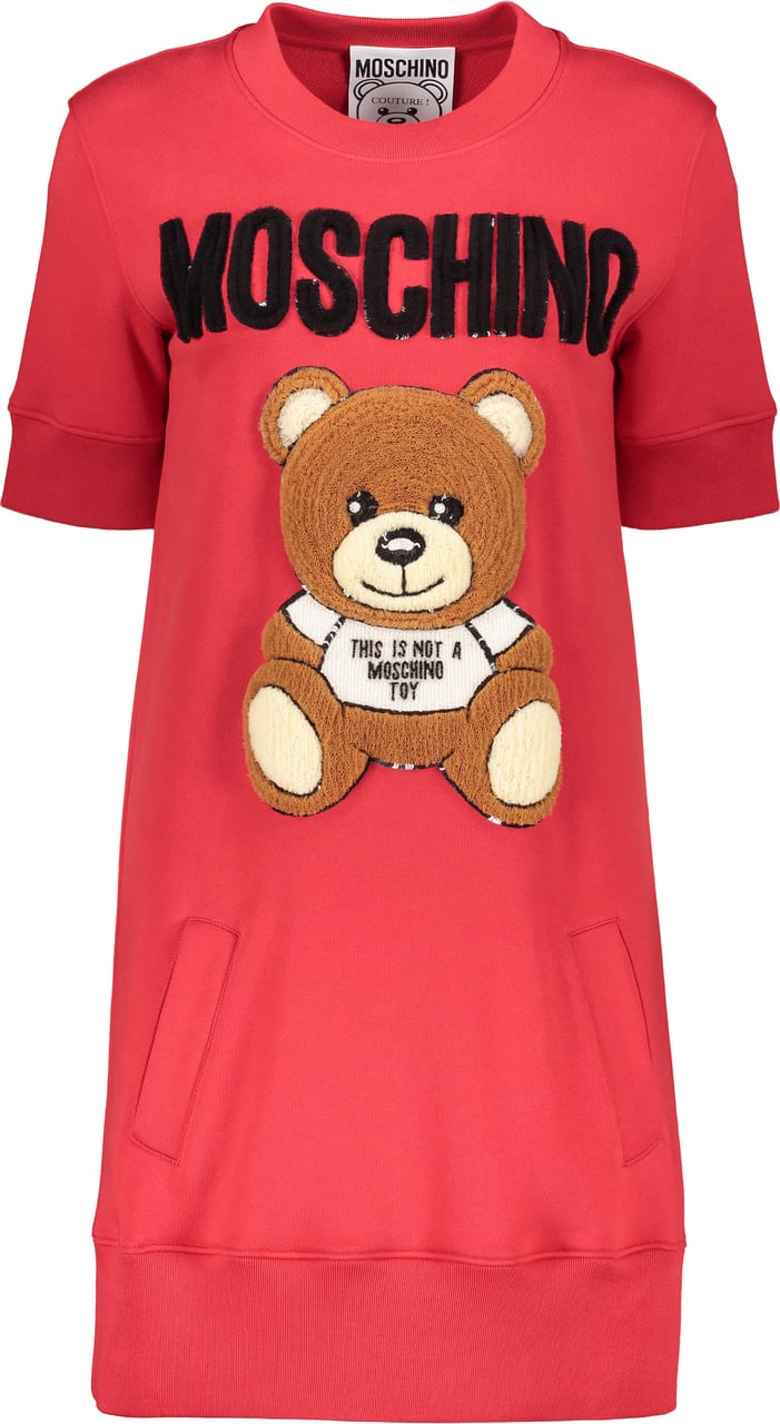 Moschino Logo print cotton sweatdress Rood