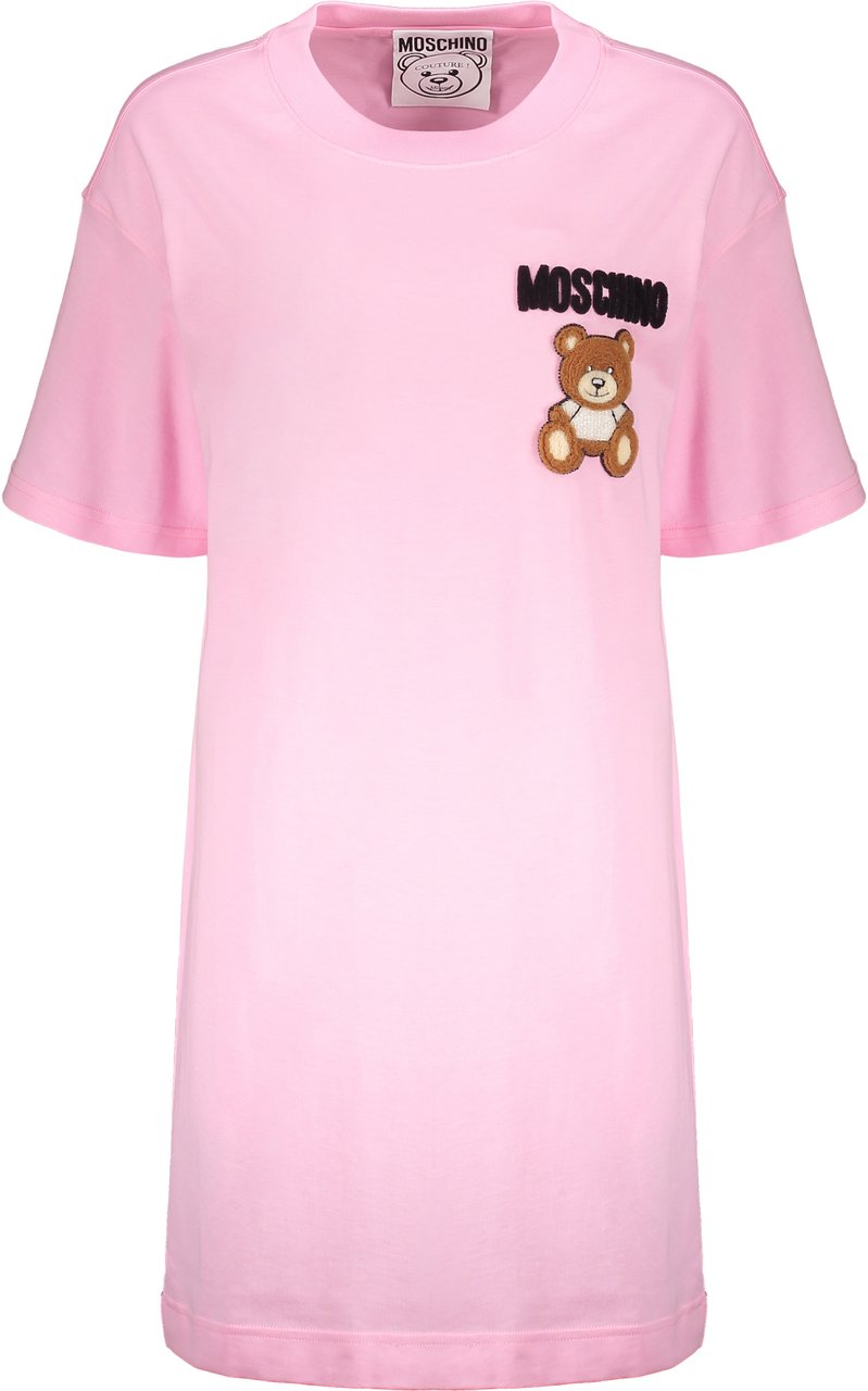 Moschino Mini dress with logo Roze