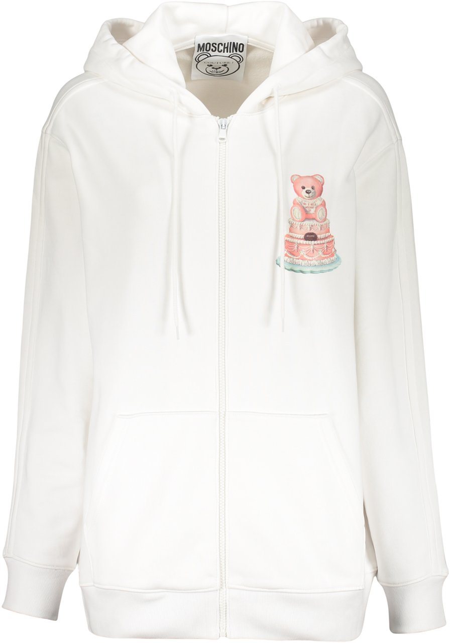 Moschino Cotton full zip hoodie Wit