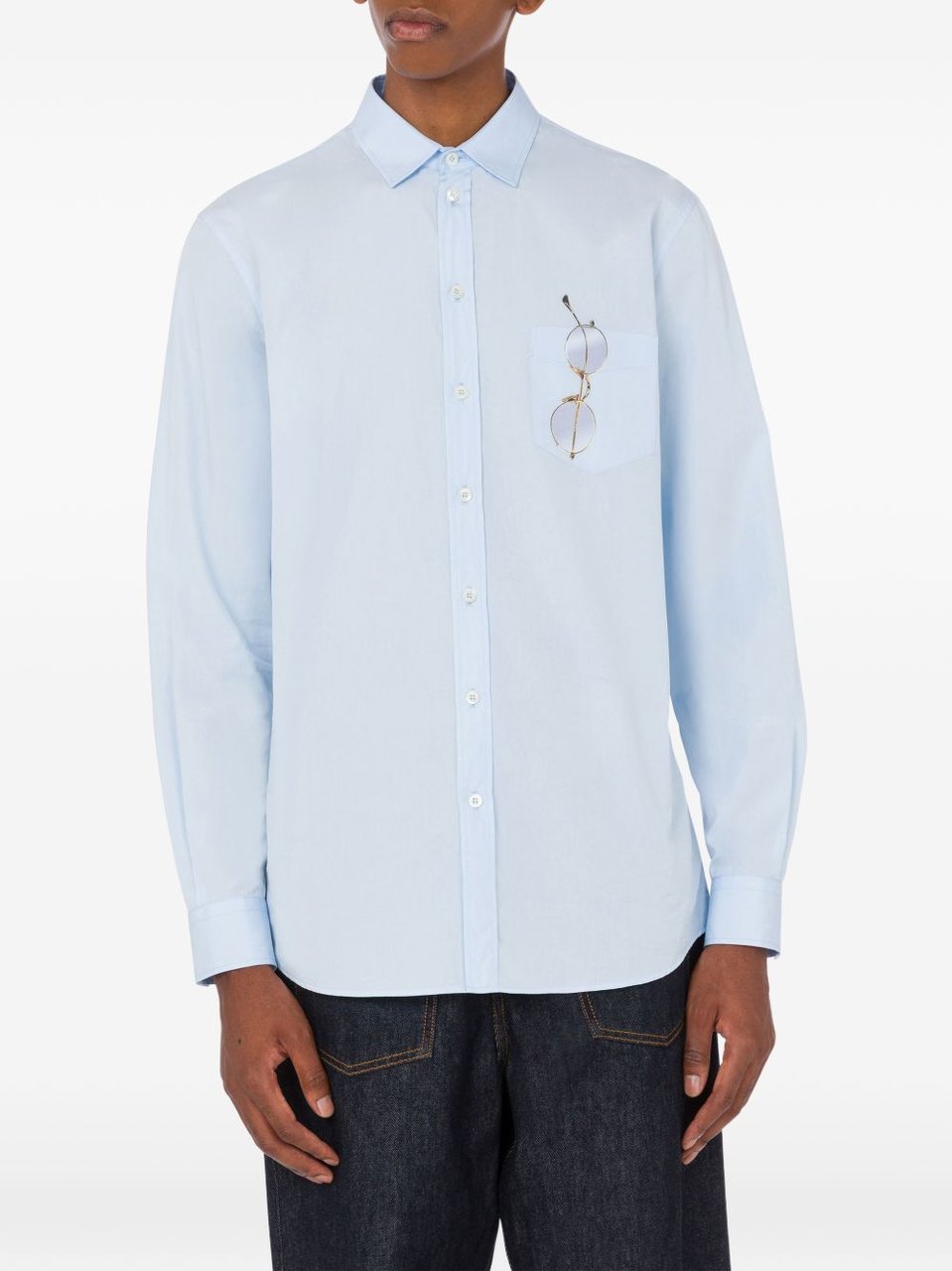 Moschino Light Blue Silk-Nylon Casual Shirt Wit