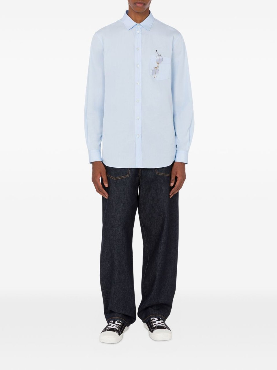 Moschino Light Blue Silk-Nylon Casual Shirt Wit