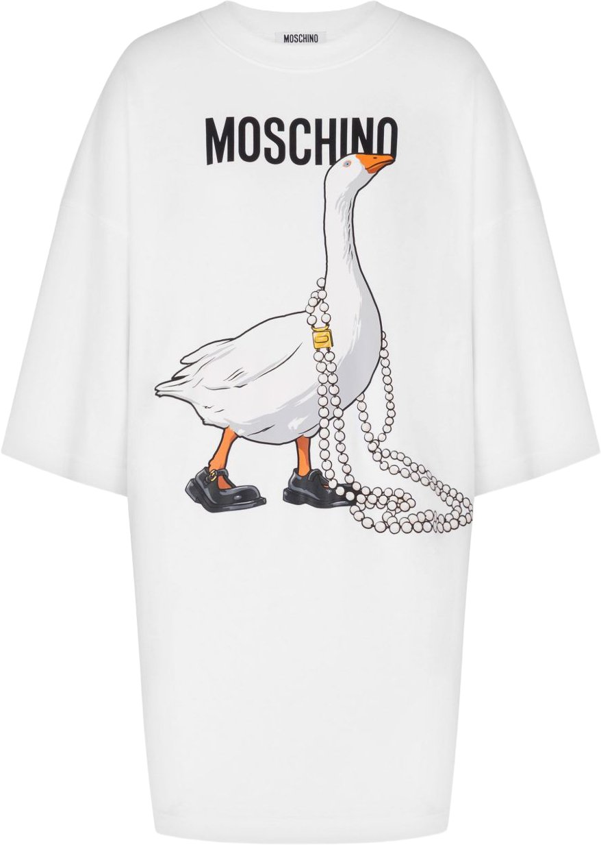 Moschino Oversized White Mini Dress Wit