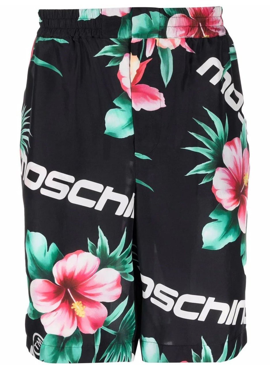 Moschino Moschino Floral Print Silk Shorts Zwart