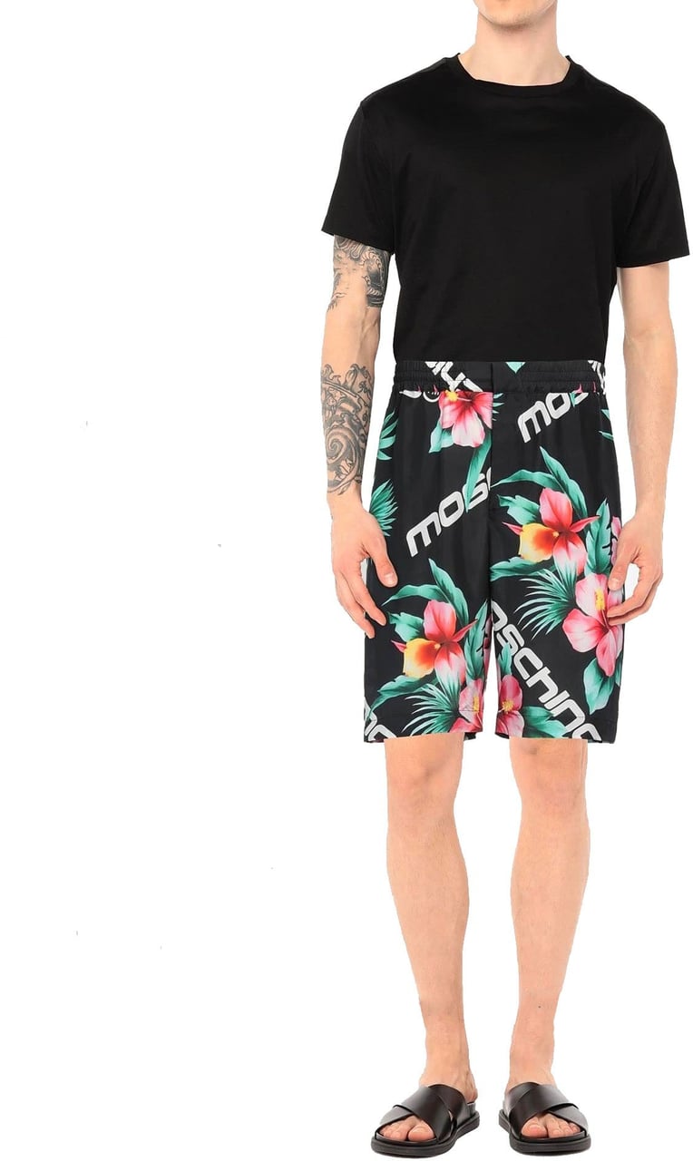 Moschino Moschino Floral Print Silk Shorts Zwart