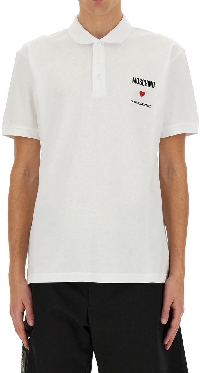 Moschino Moschino Couture In Love We Trust Cotton Polo Wit