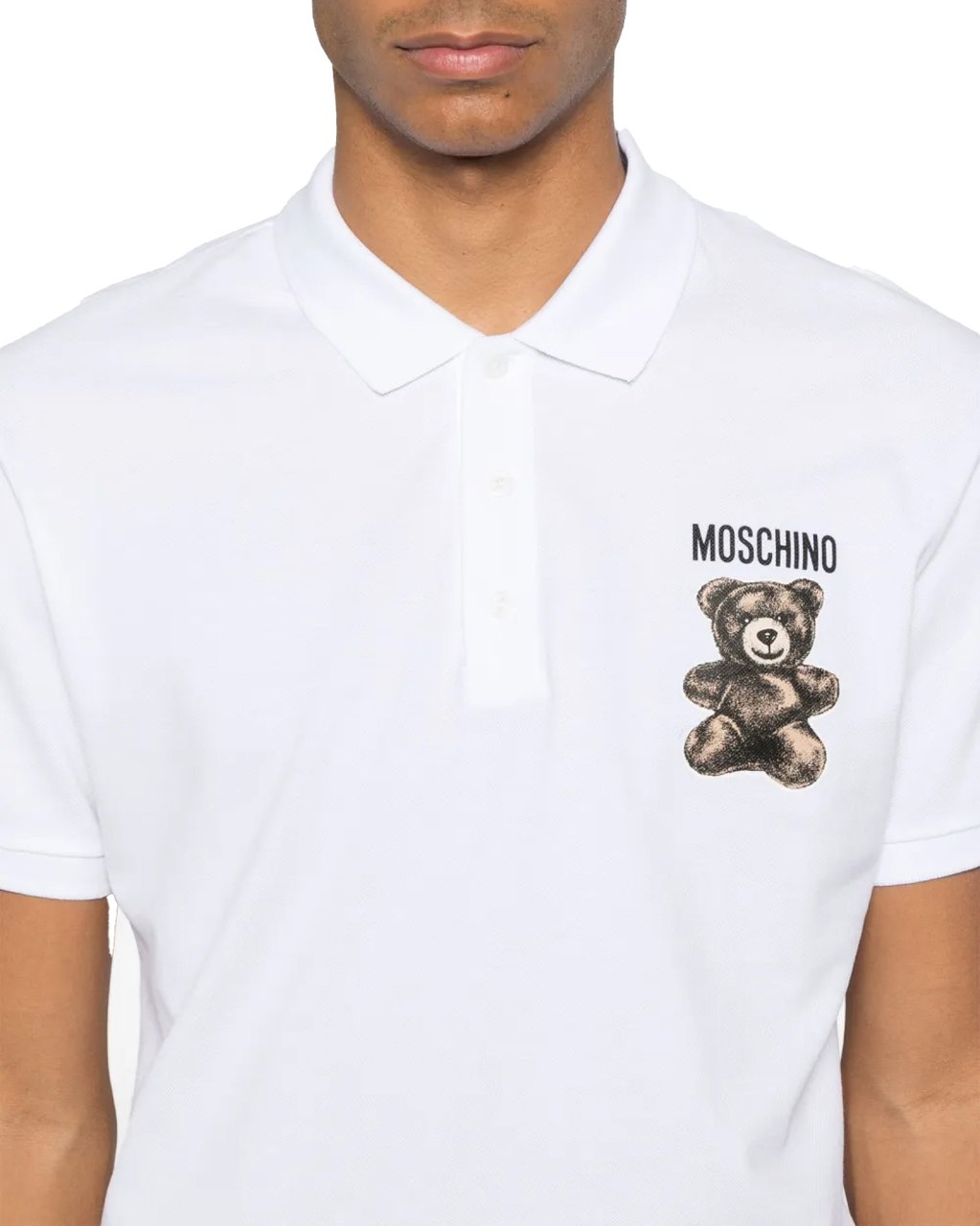 Moschino Teddy Bear Logo Polo Shirt Wit