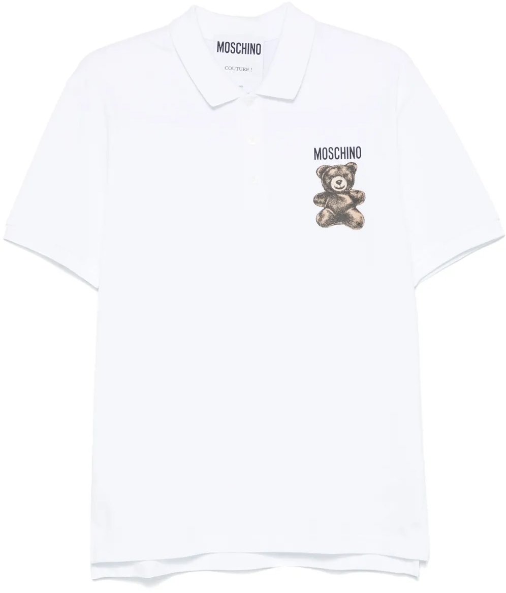 Moschino Teddy Bear Logo Polo Shirt Wit
