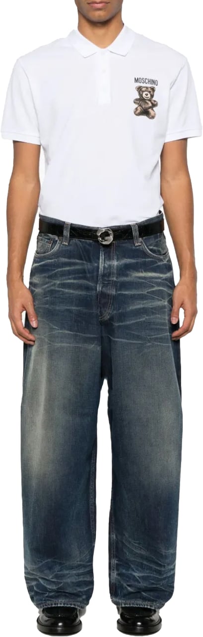 Moschino Teddy Bear Logo Polo Shirt Wit