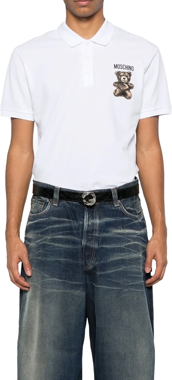 Moschino Teddy Bear Logo Polo Shirt Wit