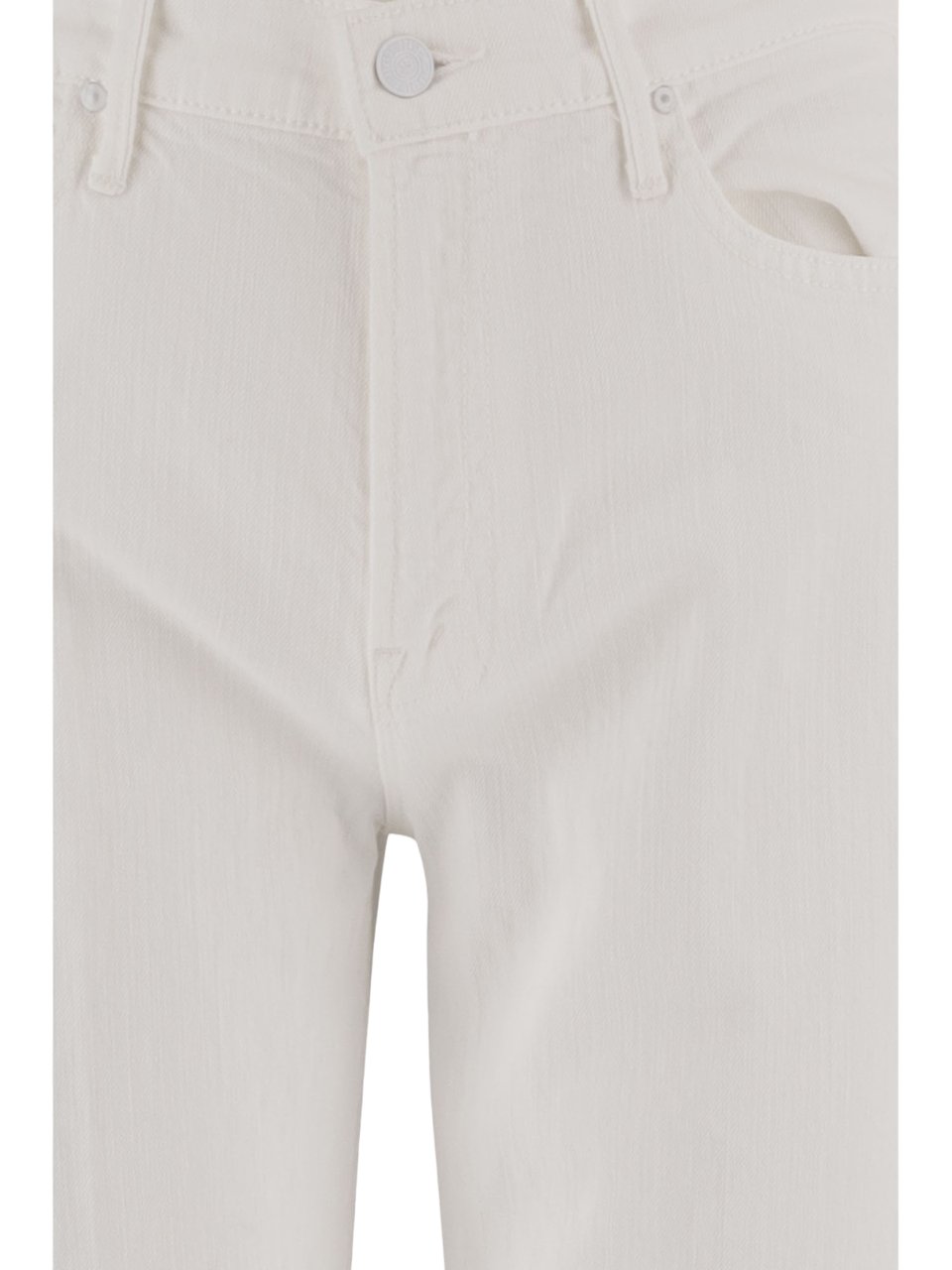 Mother Straight White Denim Jeans With Classic Five-Pocket Design Wit