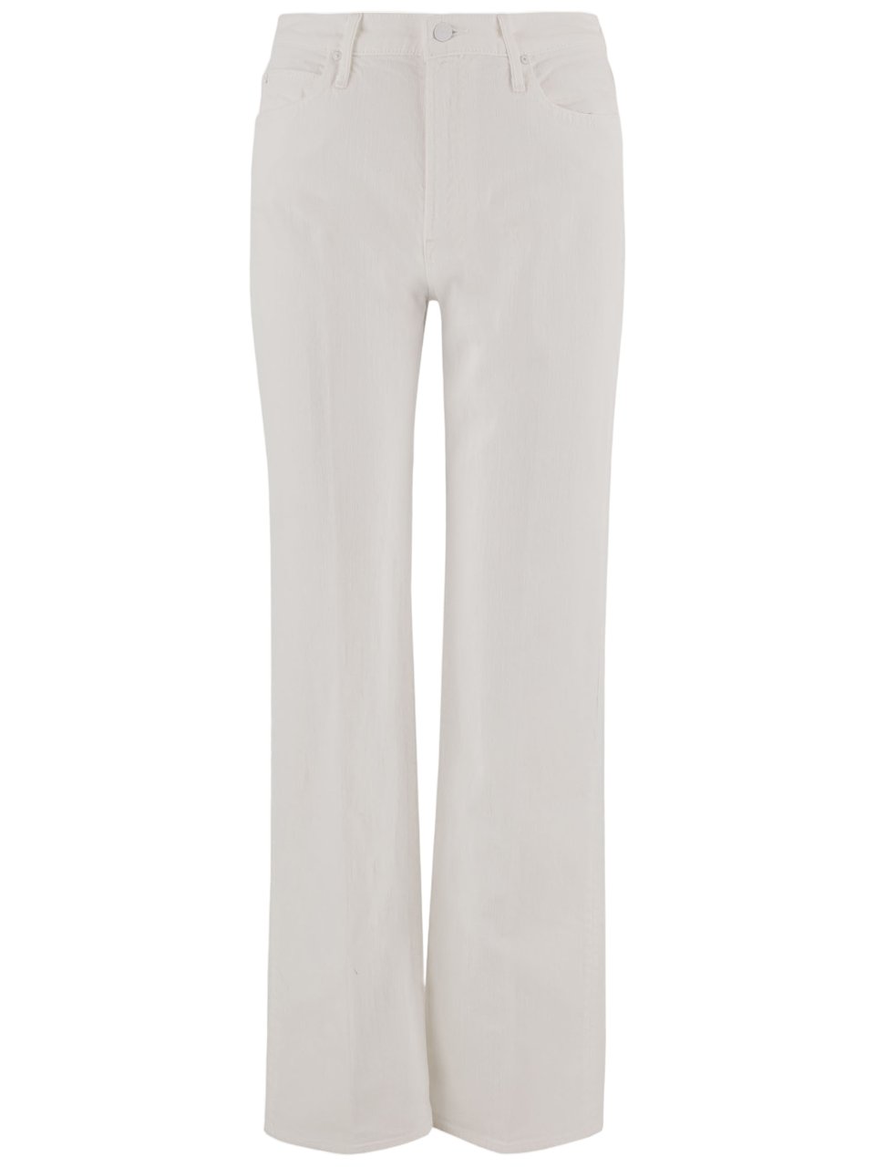 Mother Straight White Denim Jeans With Classic Five-Pocket Design Wit