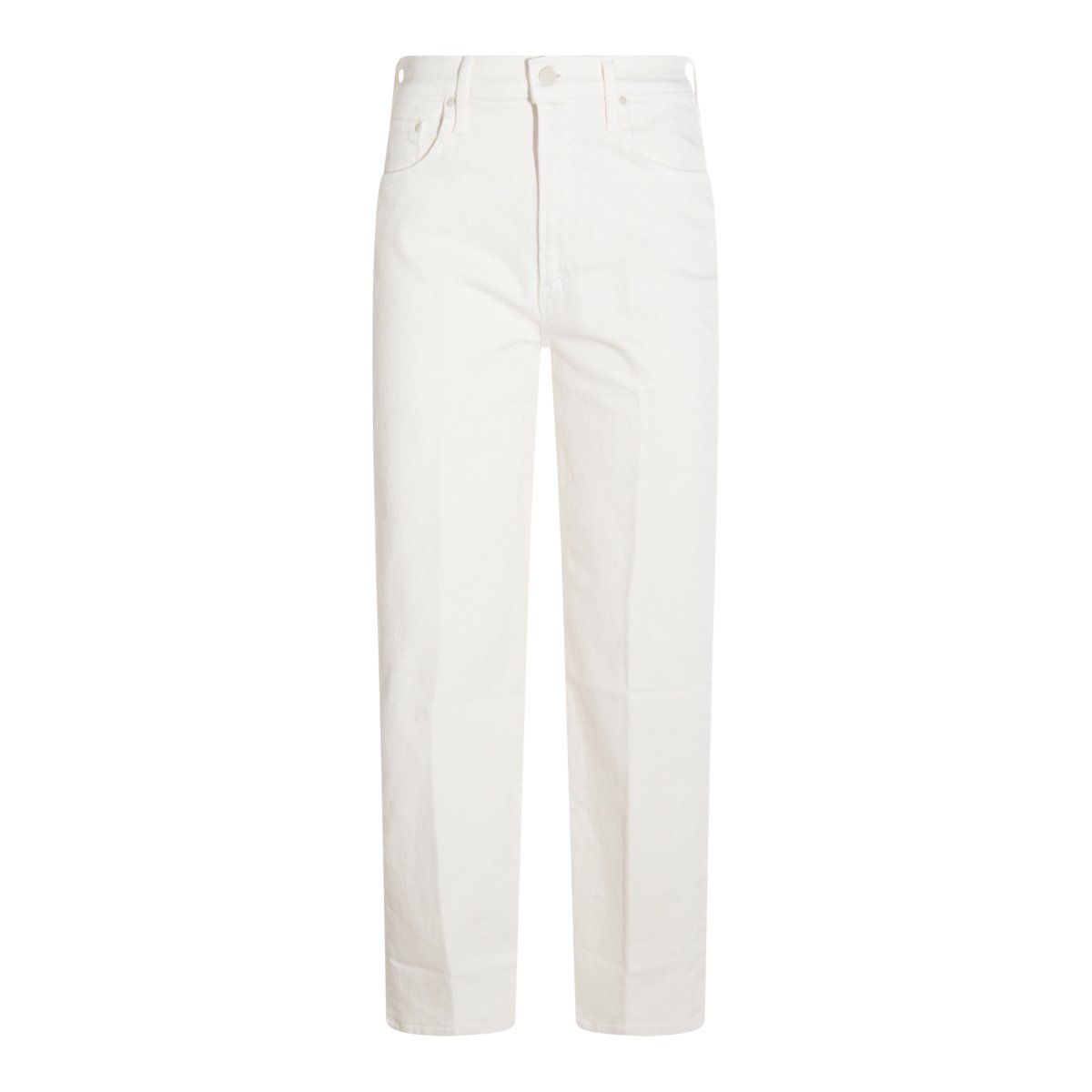 Mother High-Waisted White Cotton Jeans with Functional Pockets Wit