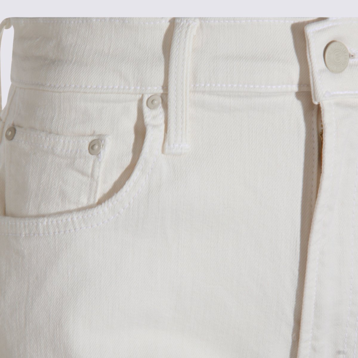 Mother High-Waisted White Cotton Jeans with Functional Pockets Wit