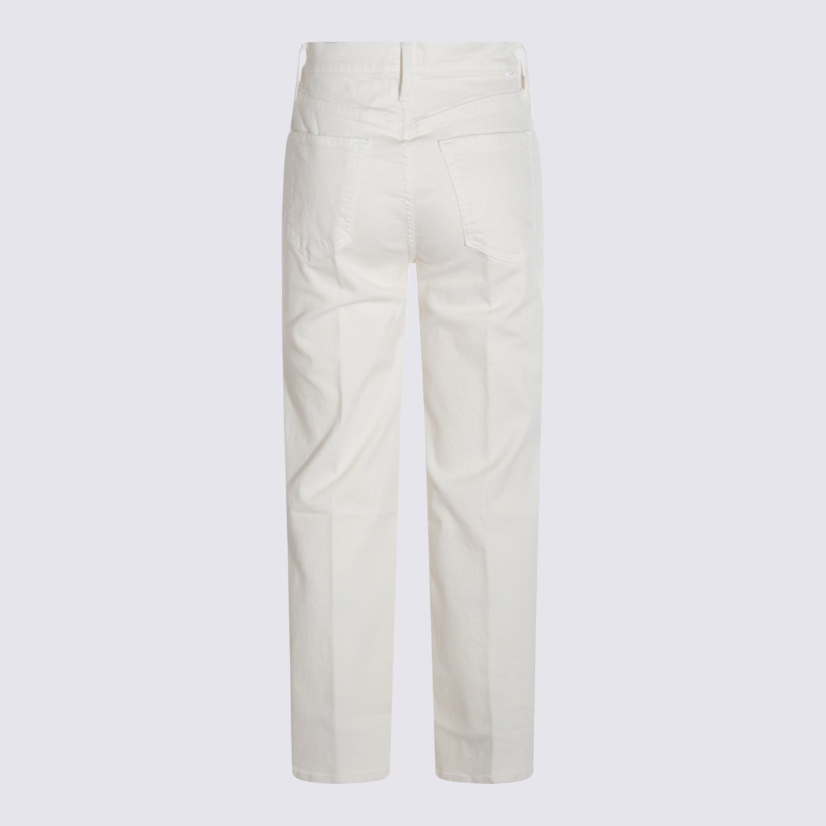 Mother High-Waisted White Cotton Jeans with Functional Pockets Wit