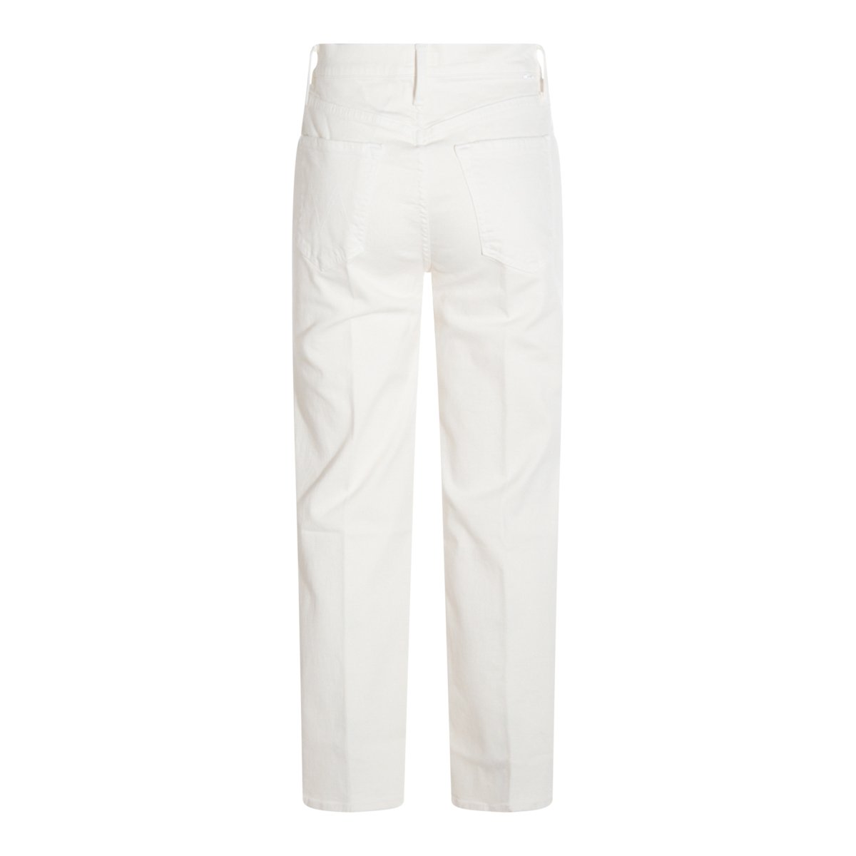 Mother High-Waisted White Cotton Jeans with Functional Pockets Wit